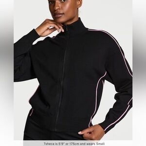 Victoria's Secret Black Bomber Jacket with Pink Trim
